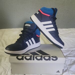 Adidas Kids' Blue and White High-Top Sneakers
